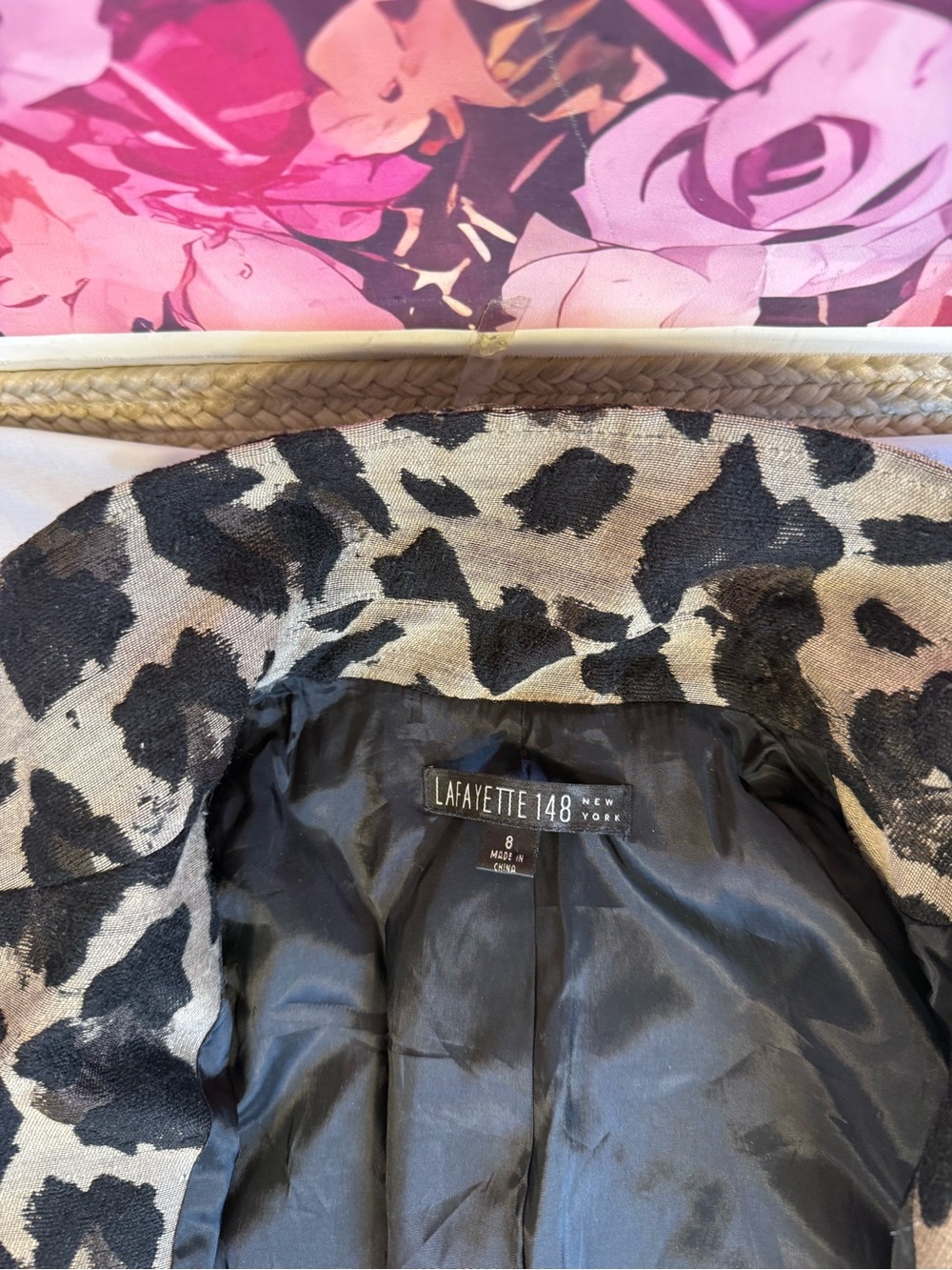Lafayette 148 New York Leopard-Print Blazer in Black and Tan - Picture 8 of 8